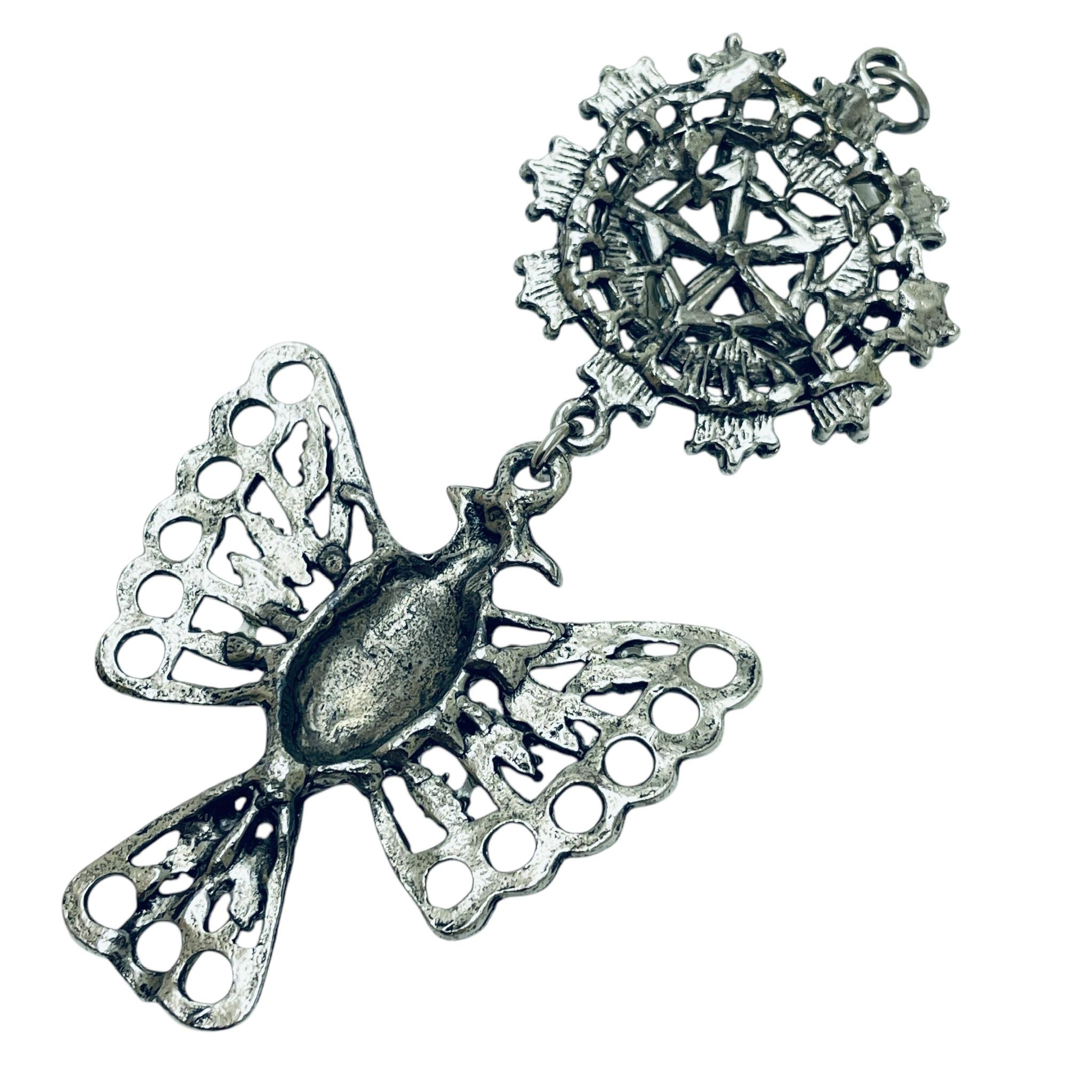 Vintage silver tone eagle faux turquoise pendant necklace In Good Condition For Sale In Palos Hills, IL
