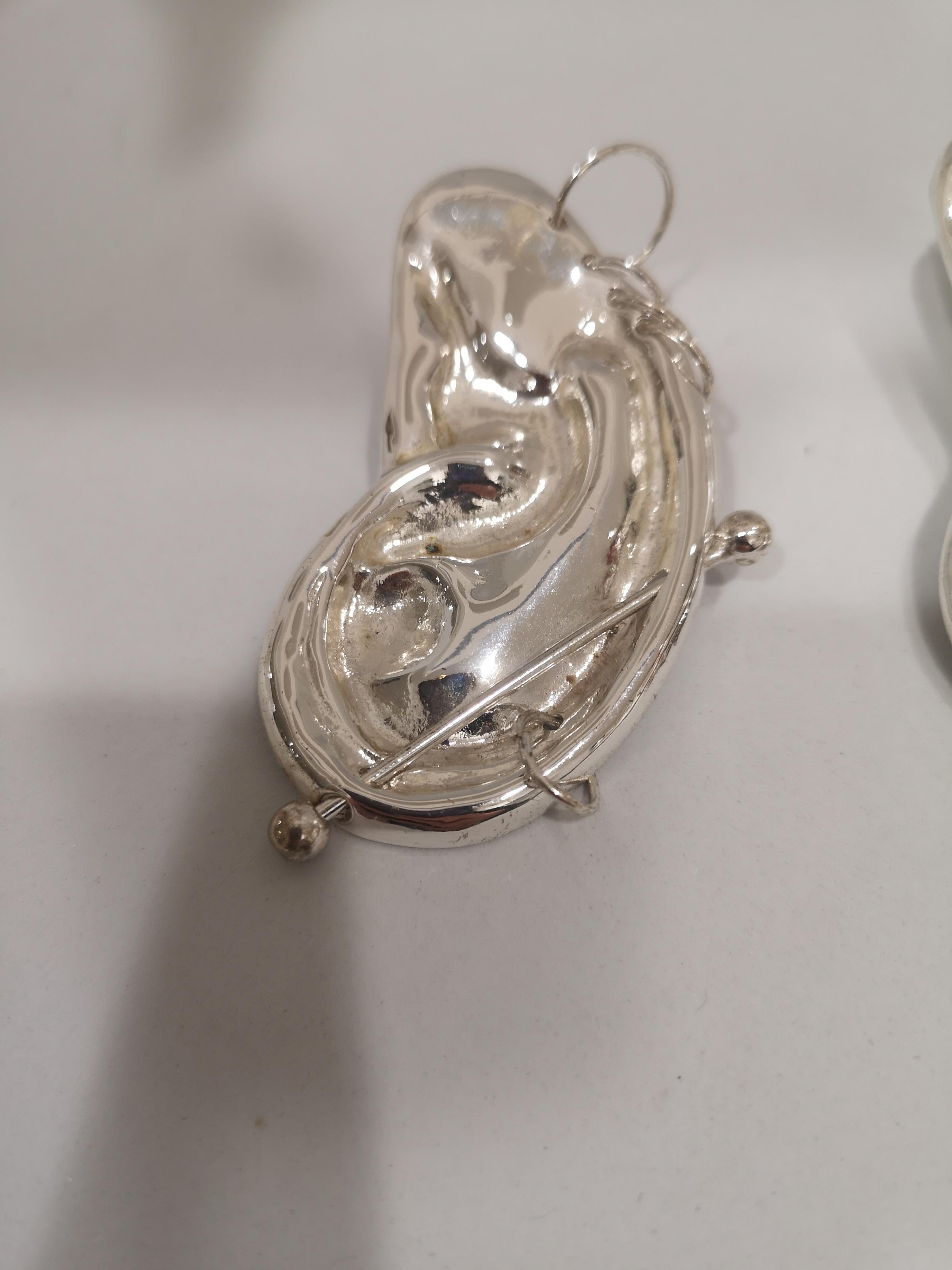 Vintage silver tone ears with piercings clip-on earrings 
6,5 x 3,5 cm