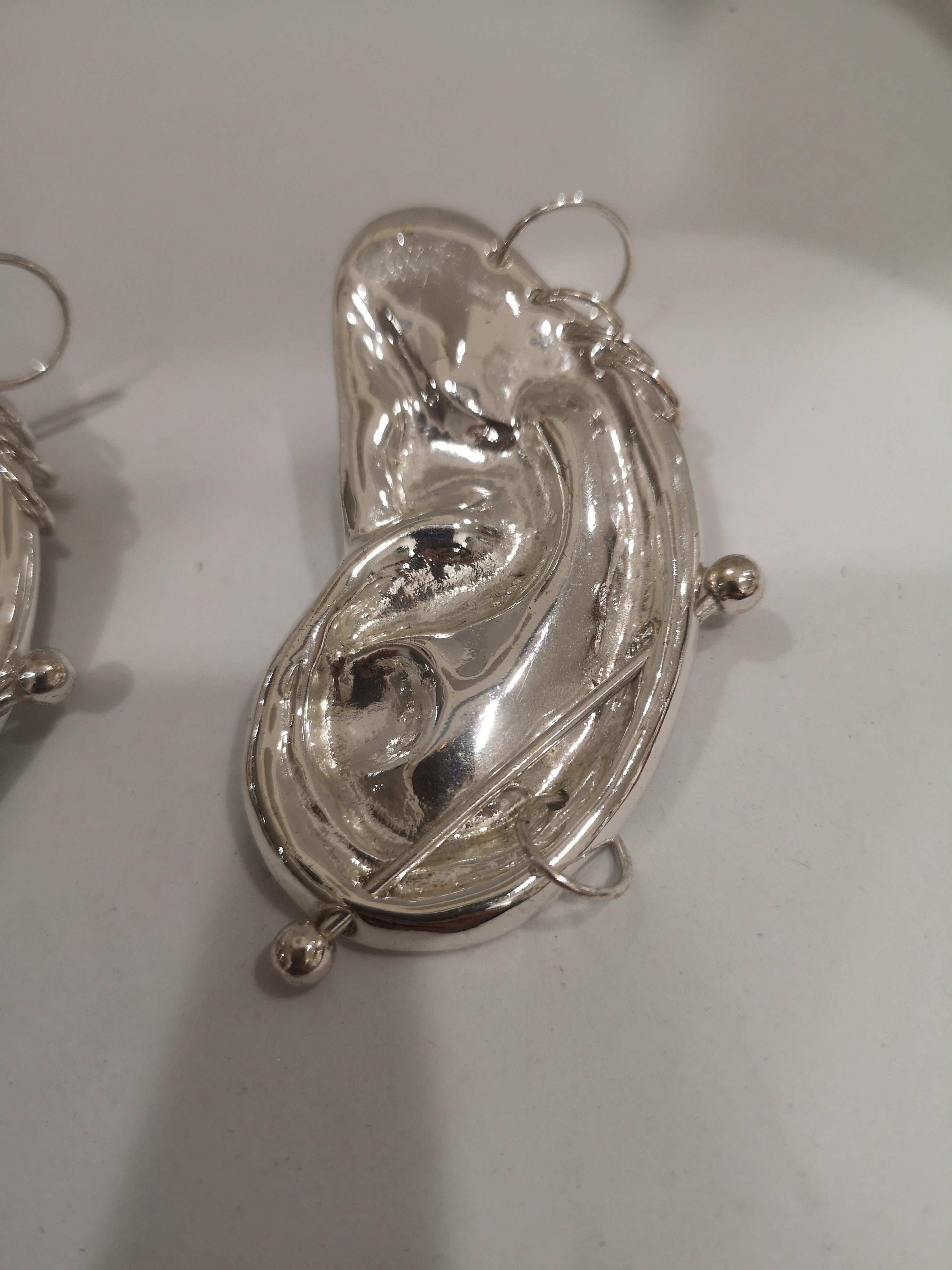Vintage silver tone ears with piercings clip-on earrings  In Excellent Condition In Capri, IT