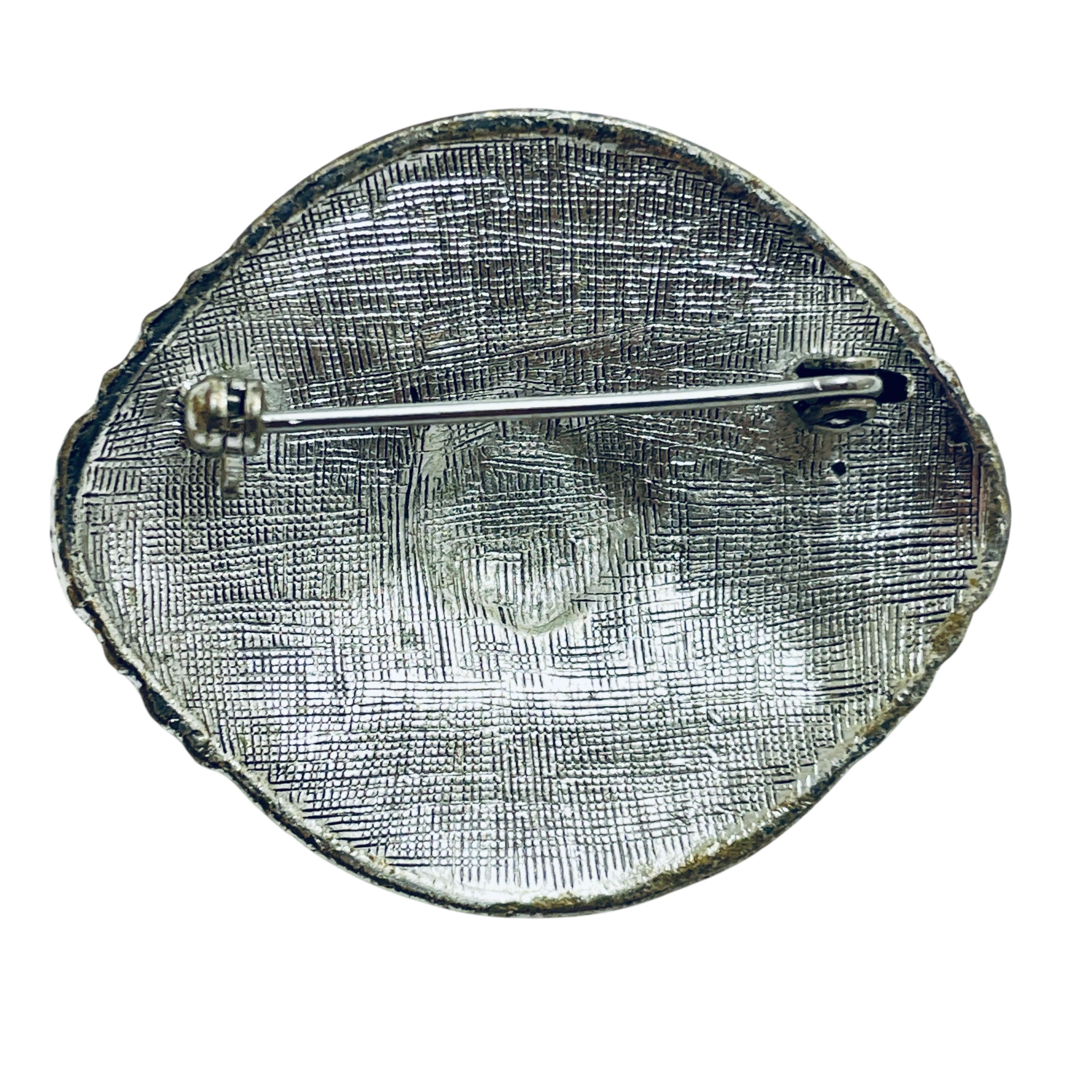 Broche vintage de diseño con esmalte plateado y strass estilo art déco en Bueno estado para la venta en Palos Hills, IL