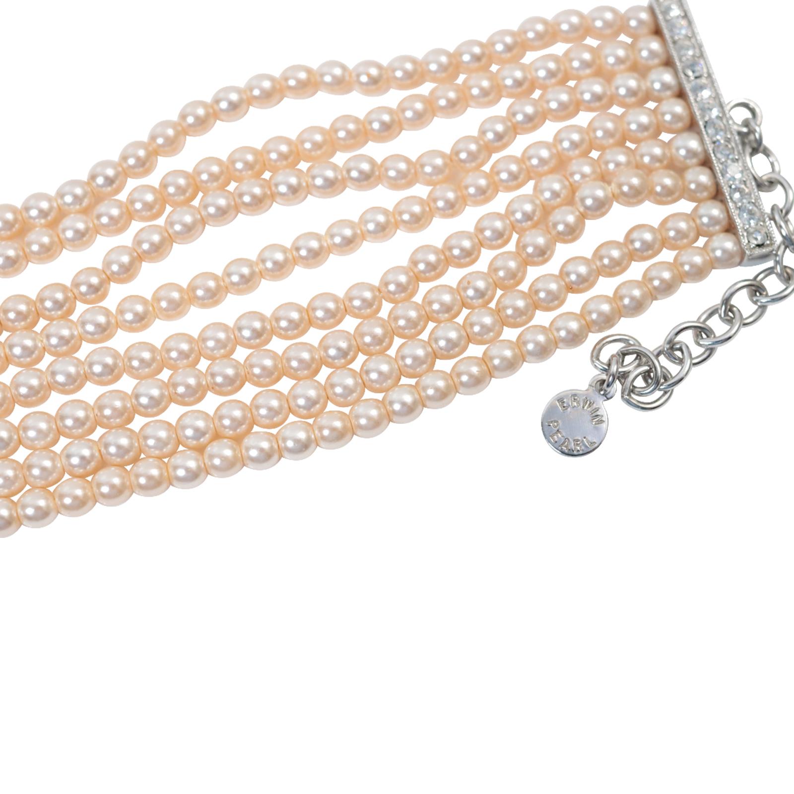 Vintage Silver Tone Faux Pearl with Rhinestone Diamante Choker Circa 1990s For Sale 4