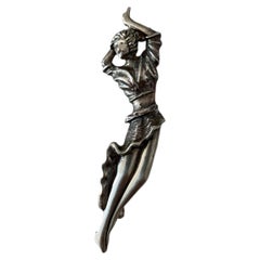 Vintage Silver Tone Flamenco Dancer Figural Brooch, c. 1950s–1960s