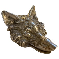 Vintage Silver-Tone Fox Head Paper Clip, Desk Accessory