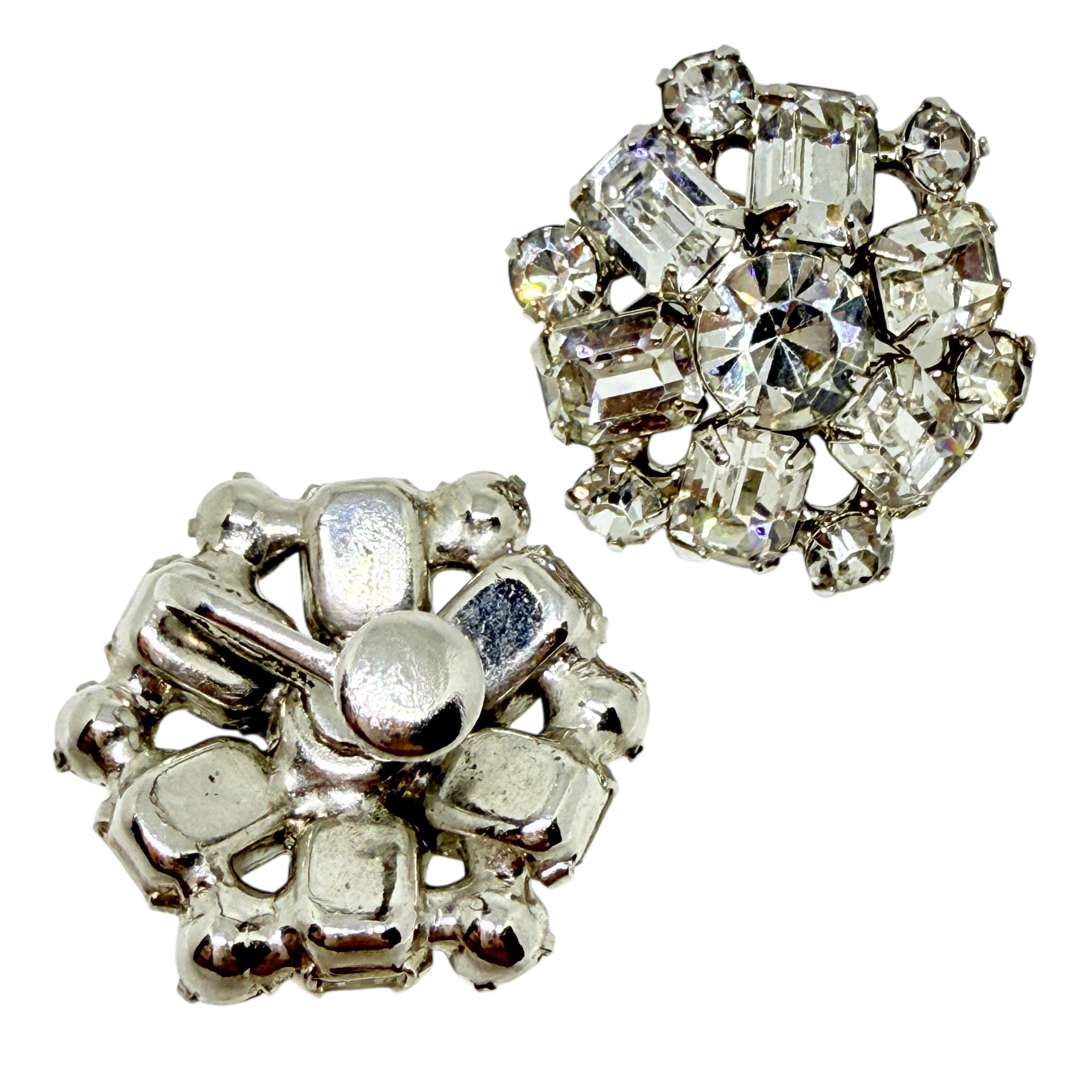 Vintage Silber Ton Glas Steine Designer Schraube zurück Ohrringe im Zustand „Gut“ im Angebot in Palos Hills, IL