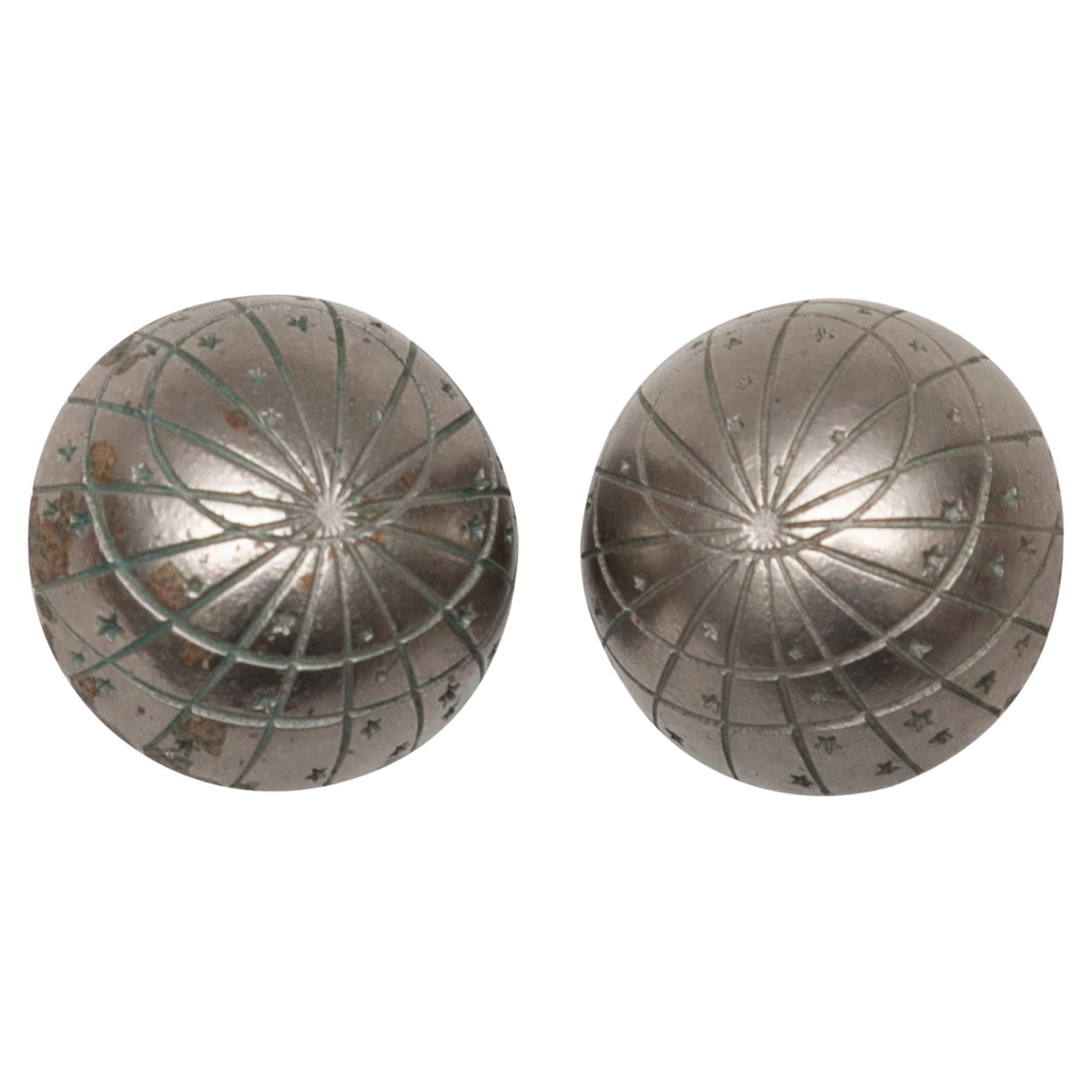 Vintage Silver-Tone Hermes Zodiac Globe Clip-On Earrings For Sale