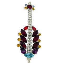 Vintage silver tone jewel ruby topaz citrin glass Christmas tree designer brooch Vintage silver tone jewel ruby topaz citrin glass Christmas tree designer brooch