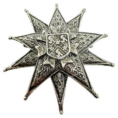 Vintage silver tone large star designer brooch