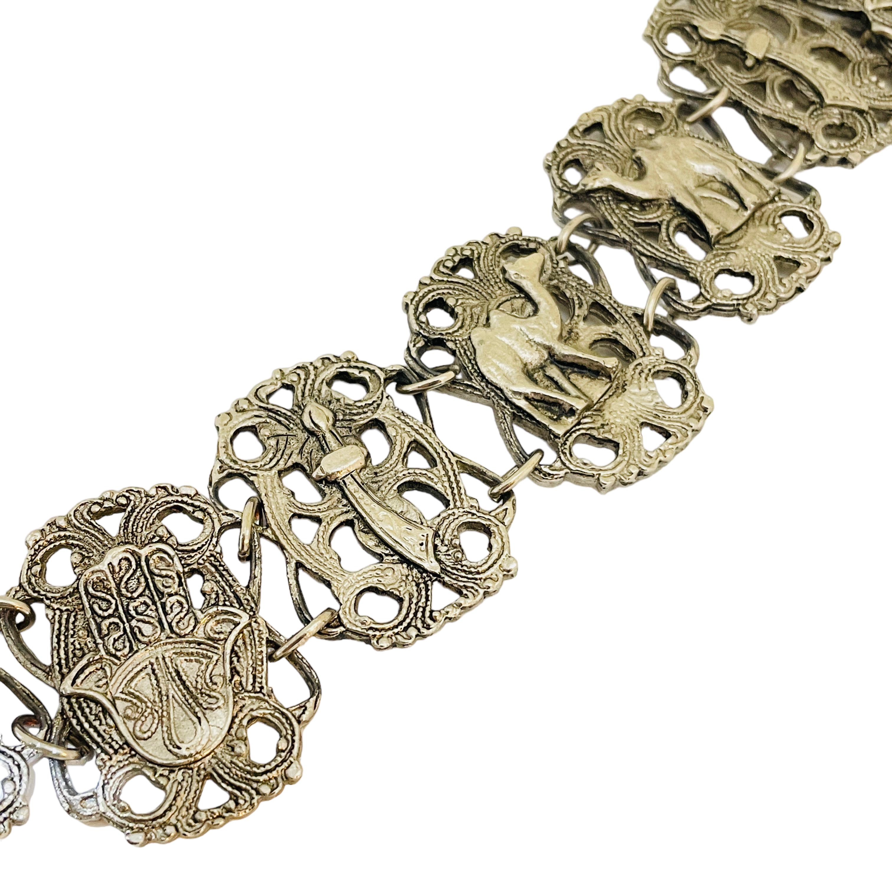 Women's or Men's Vintage silver tone link bracelet For Sale