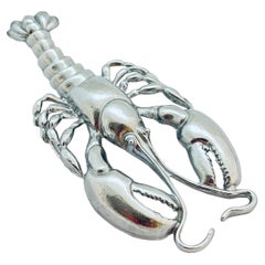 Vintage silver tone lobster designer runway brooch