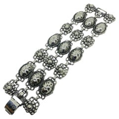 Large bracelet vintage à maillons de chaîne, style designer des années 80, finition argentée