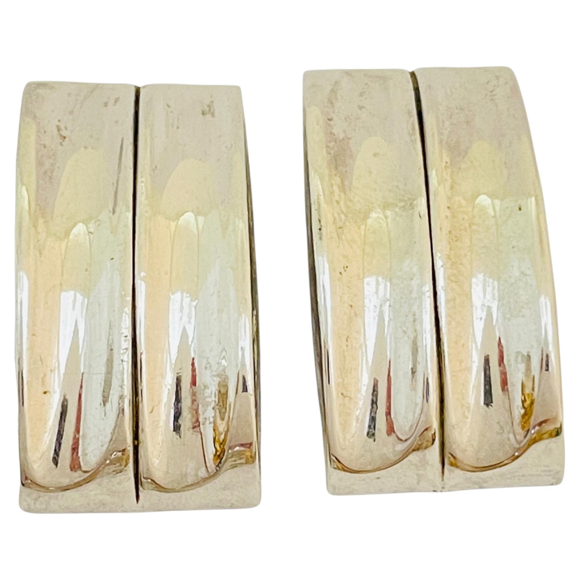 Vintage silver tone modernist designer runway clip on earrings