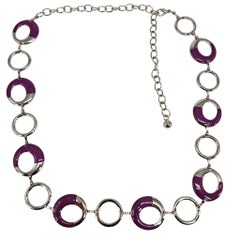 Vintage Silver Tone Purple Pink Chain Belt