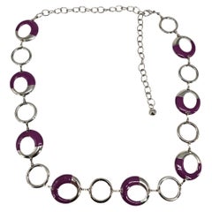Vintage Silver Tone Purple Pink Chain Belt