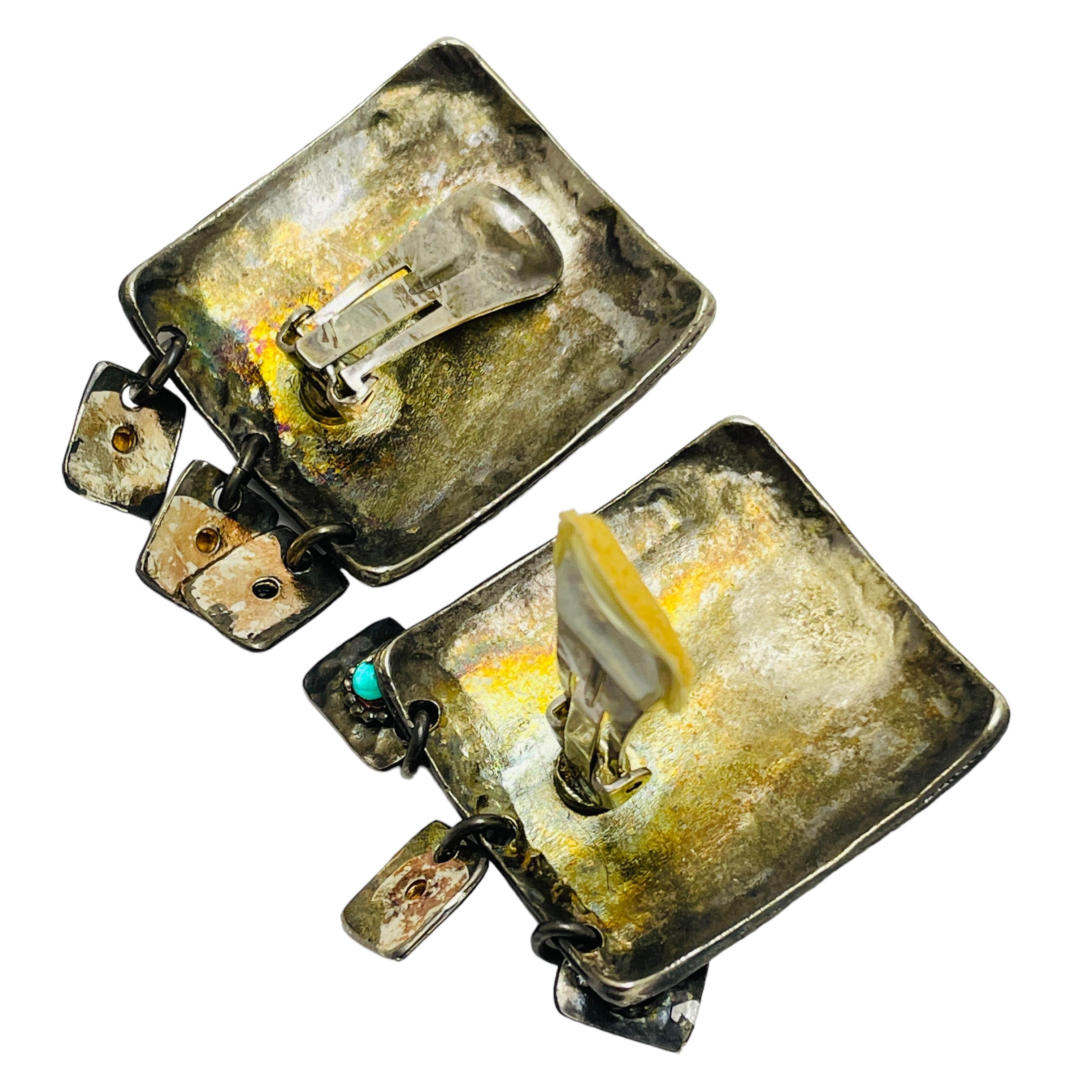 Pendientes de diseño vintage de estrás en tono plateado con clip único en Bueno estado para la venta en Palos Hills, IL