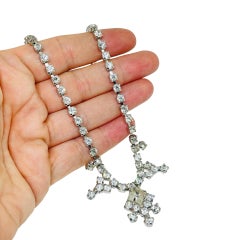 Vintage silver tone rhinestones designer necklace