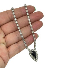 Vintage silver tone rhinestones designer necklace