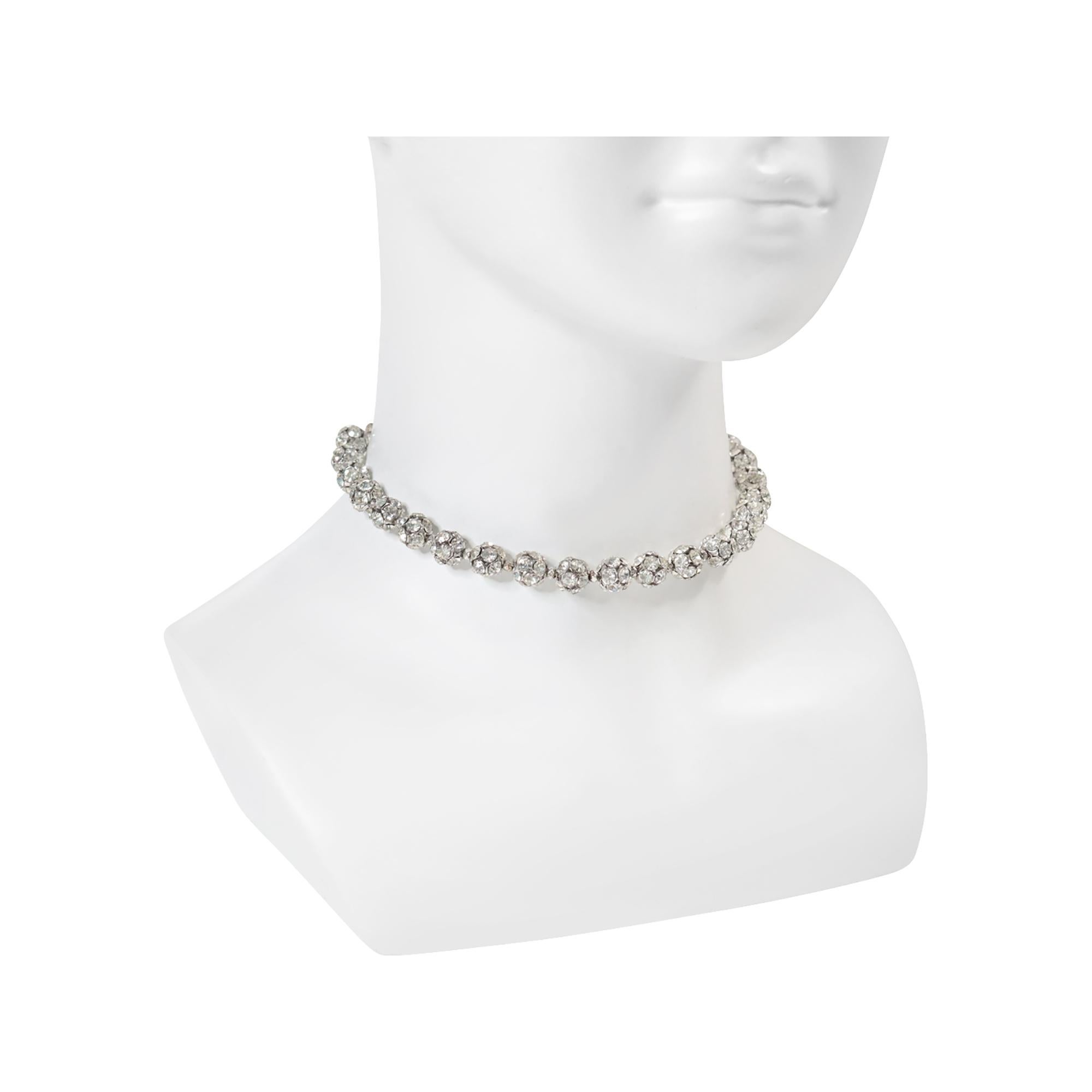Vintage Silver Tone Rondelles Choker Necklace Circa 1940s Bon état - En vente à New York, NY