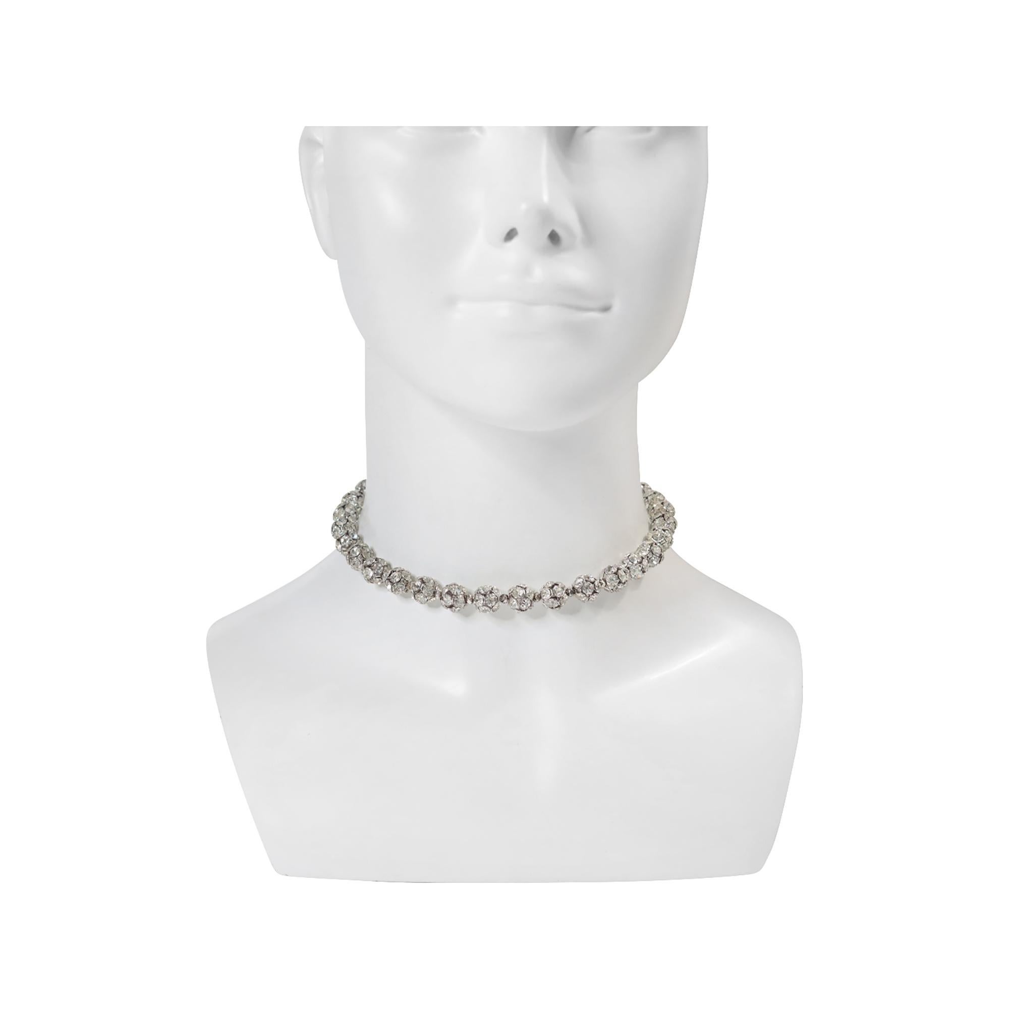 Vintage Silver Tone Rondelles Choker Necklace Circa 1940s Unisexe en vente
