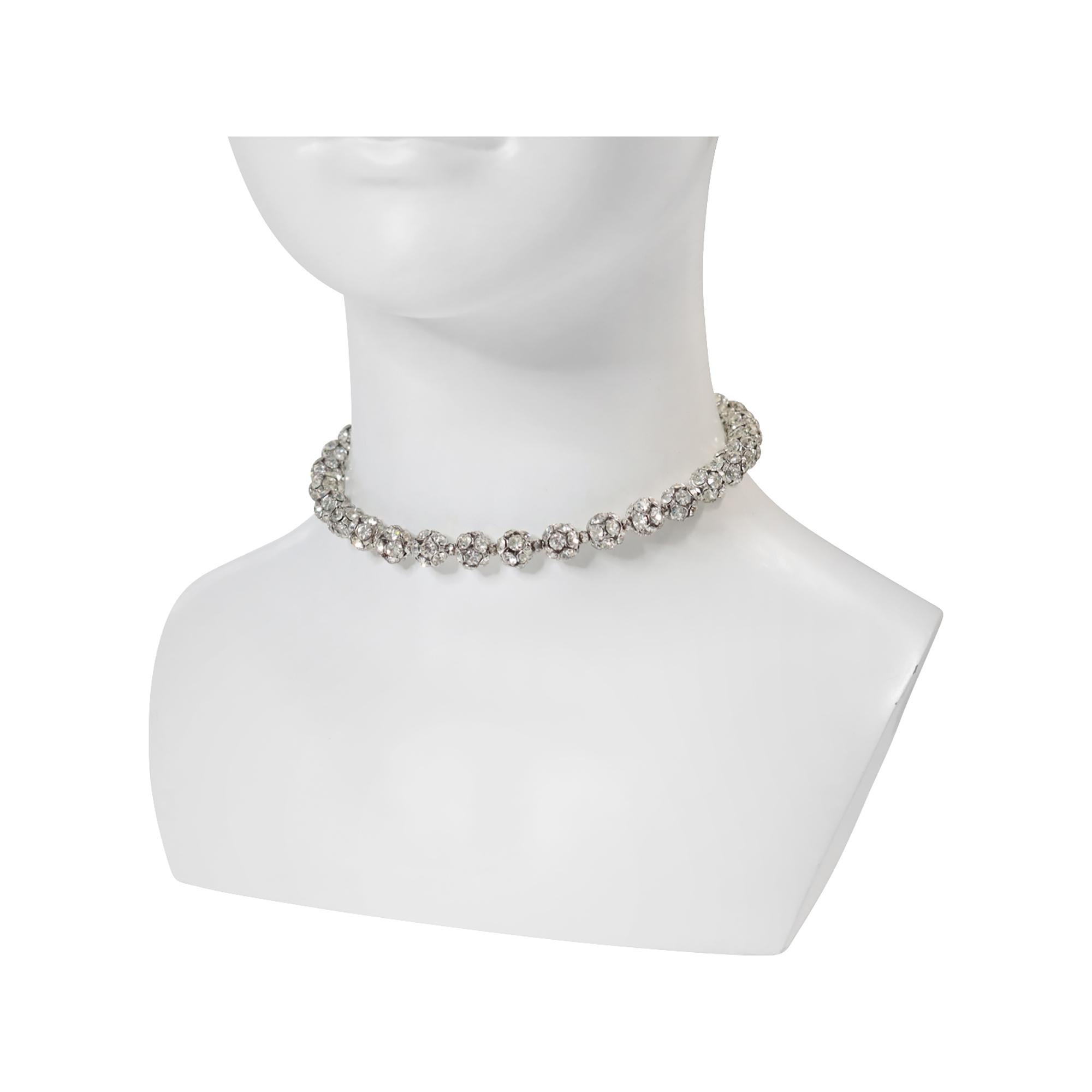 Vintage Silver Tone Rondelles Choker Necklace Circa 1940s en vente 1