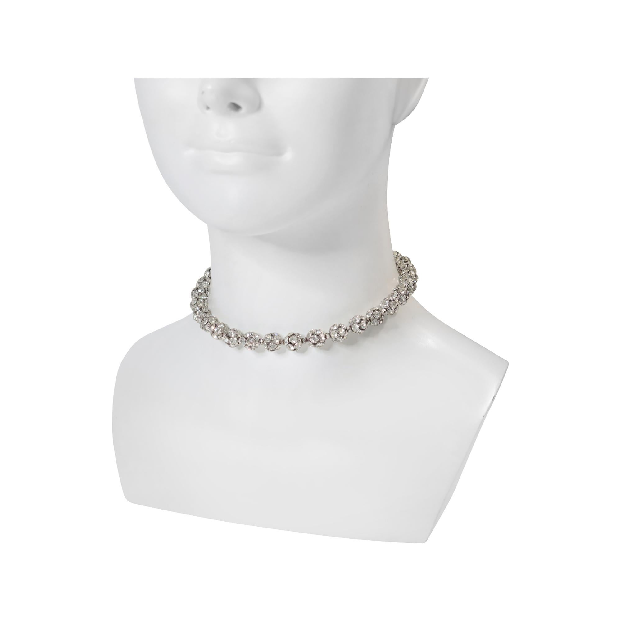 Vintage Silver Tone Rondelles Choker Necklace Circa 1940s en vente 2