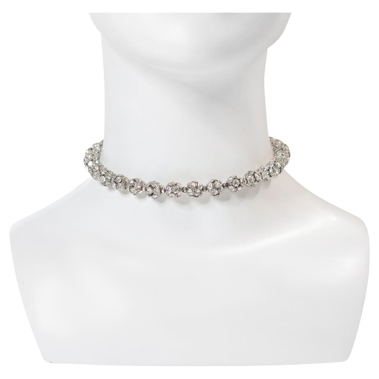 Vintage Silver Tone Rondelles Choker Necklace Circa 1940s