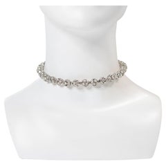 Vintage Silver Tone Rondelles Choker Necklace Circa 1940s
