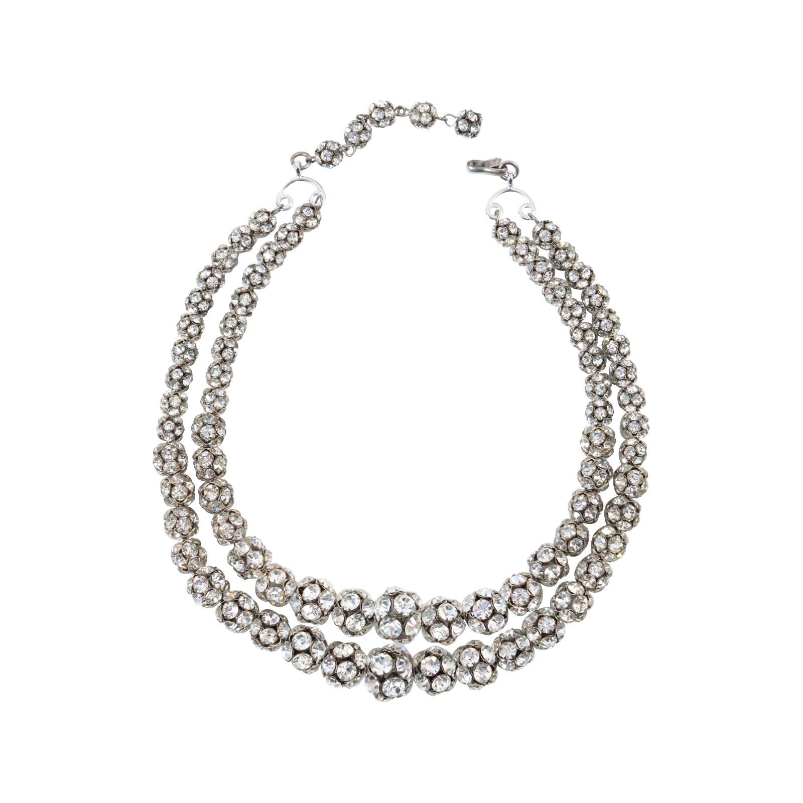 Vintage Silver Tone Rondelles Necklace Circa 1940s For Sale 5