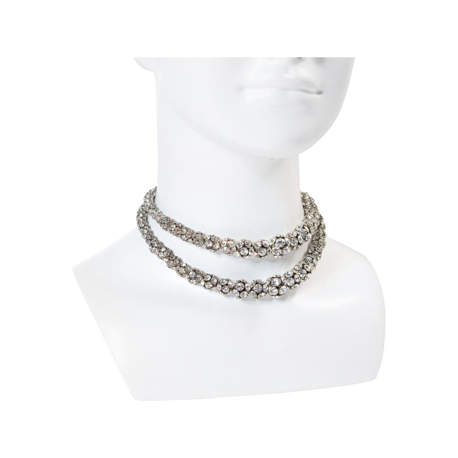 Women's or Men's Vintage Silver Tone Rondelles Necklace Circa 1940s For Sale
