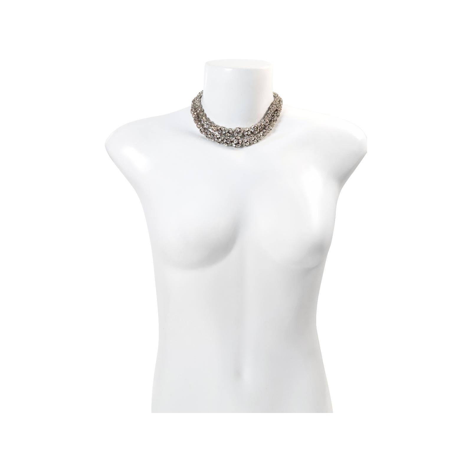 Vintage Silver Tone Rondelles Necklace Circa 1940s For Sale 1