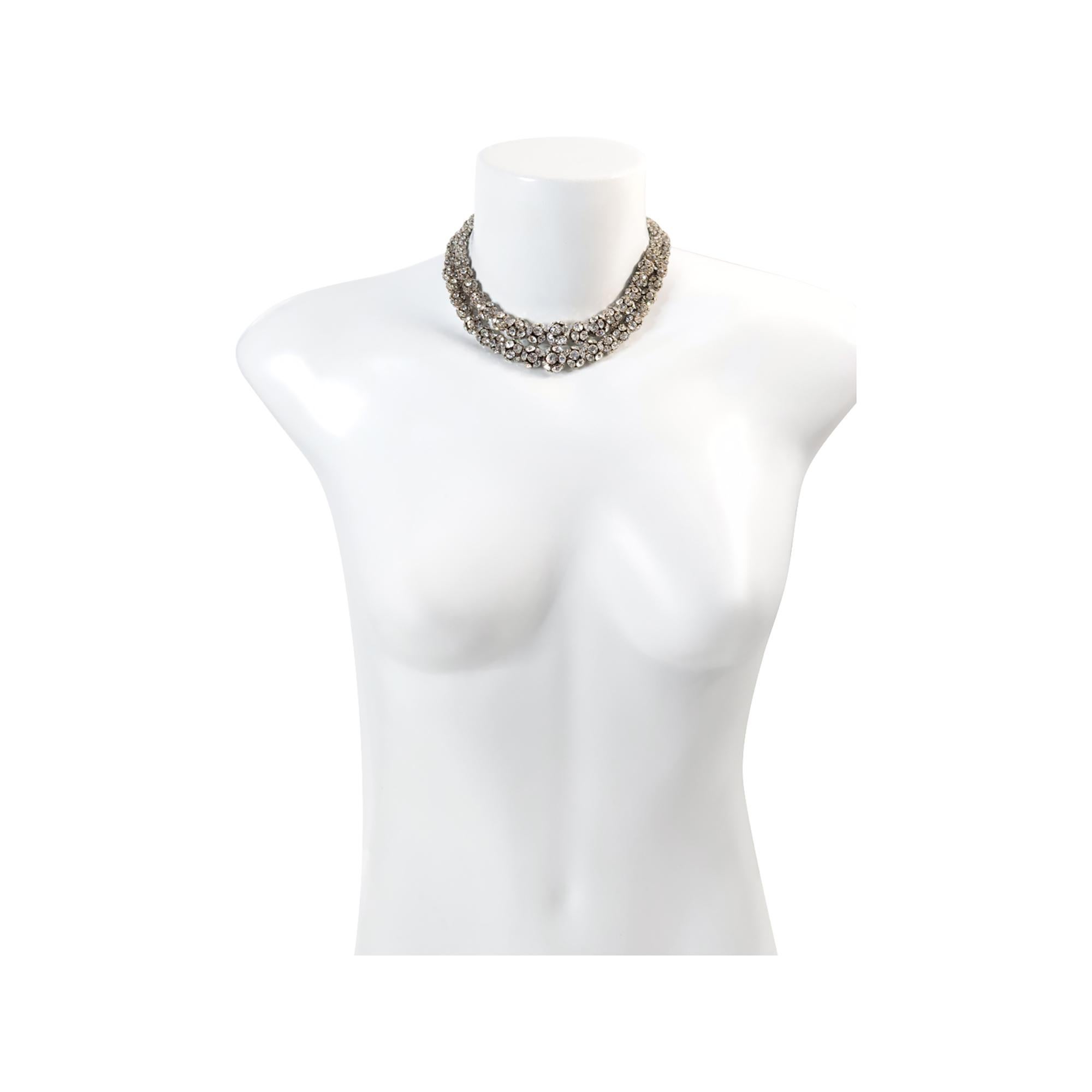 Collar vintage de rondeles en tono plateado Circa 1940s en venta 3