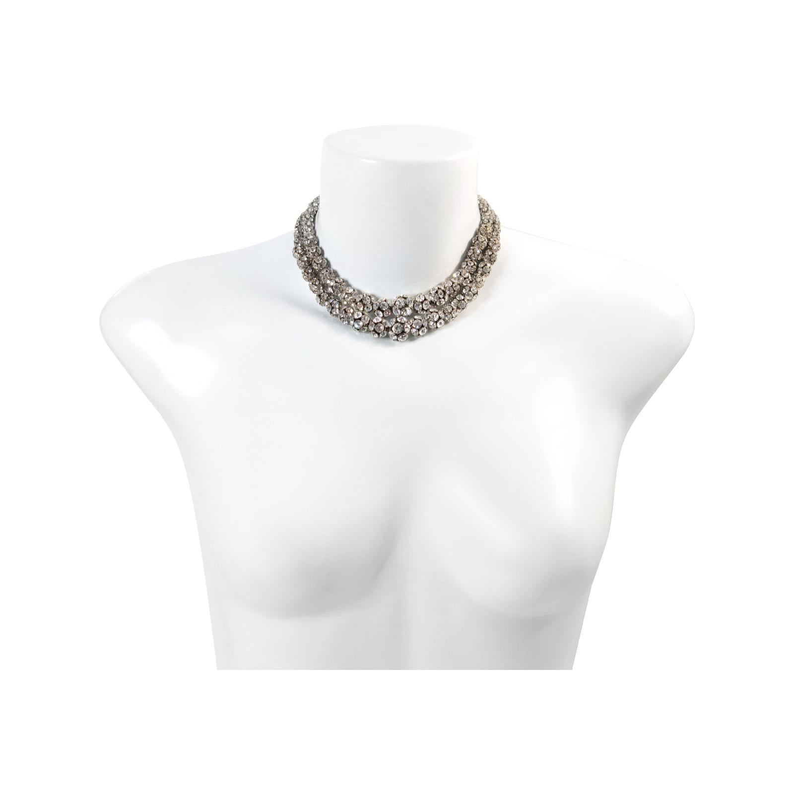 Vintage Silver Tone Rondelles Necklace Circa 1940s For Sale 2
