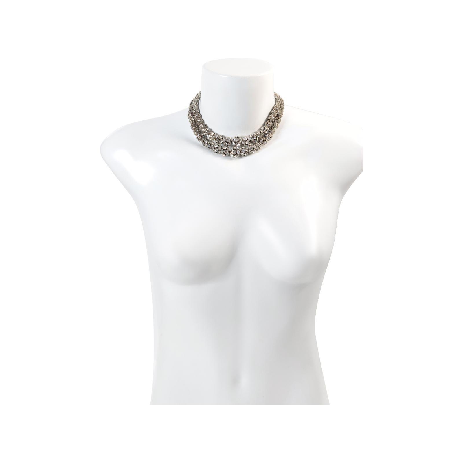 Vintage Silver Tone Rondelles Necklace Circa 1940s For Sale 3