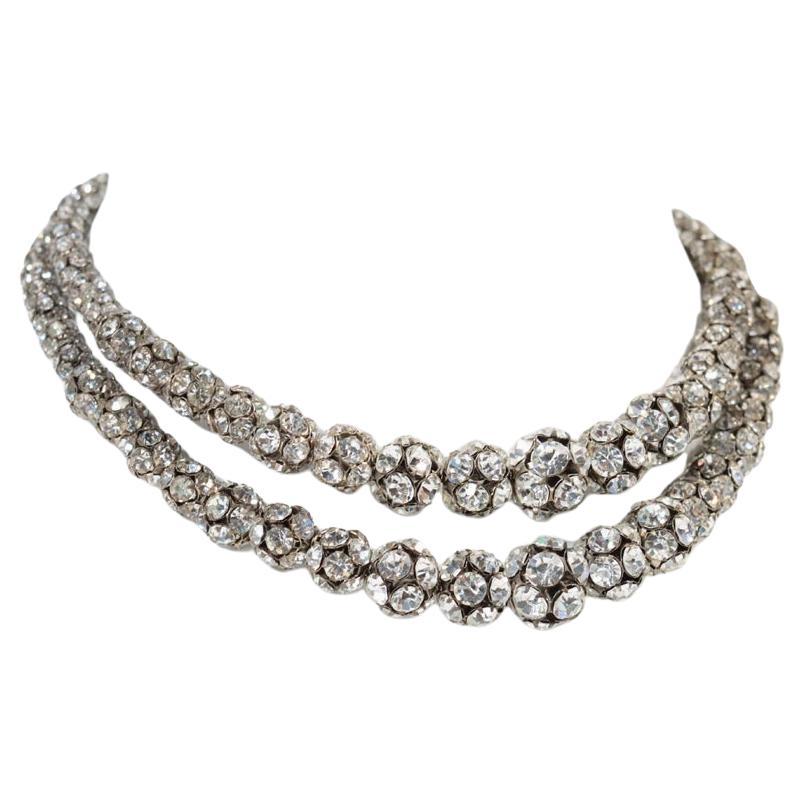 Vintage Silver Tone Rondelles Necklace Circa 1940s For Sale 4