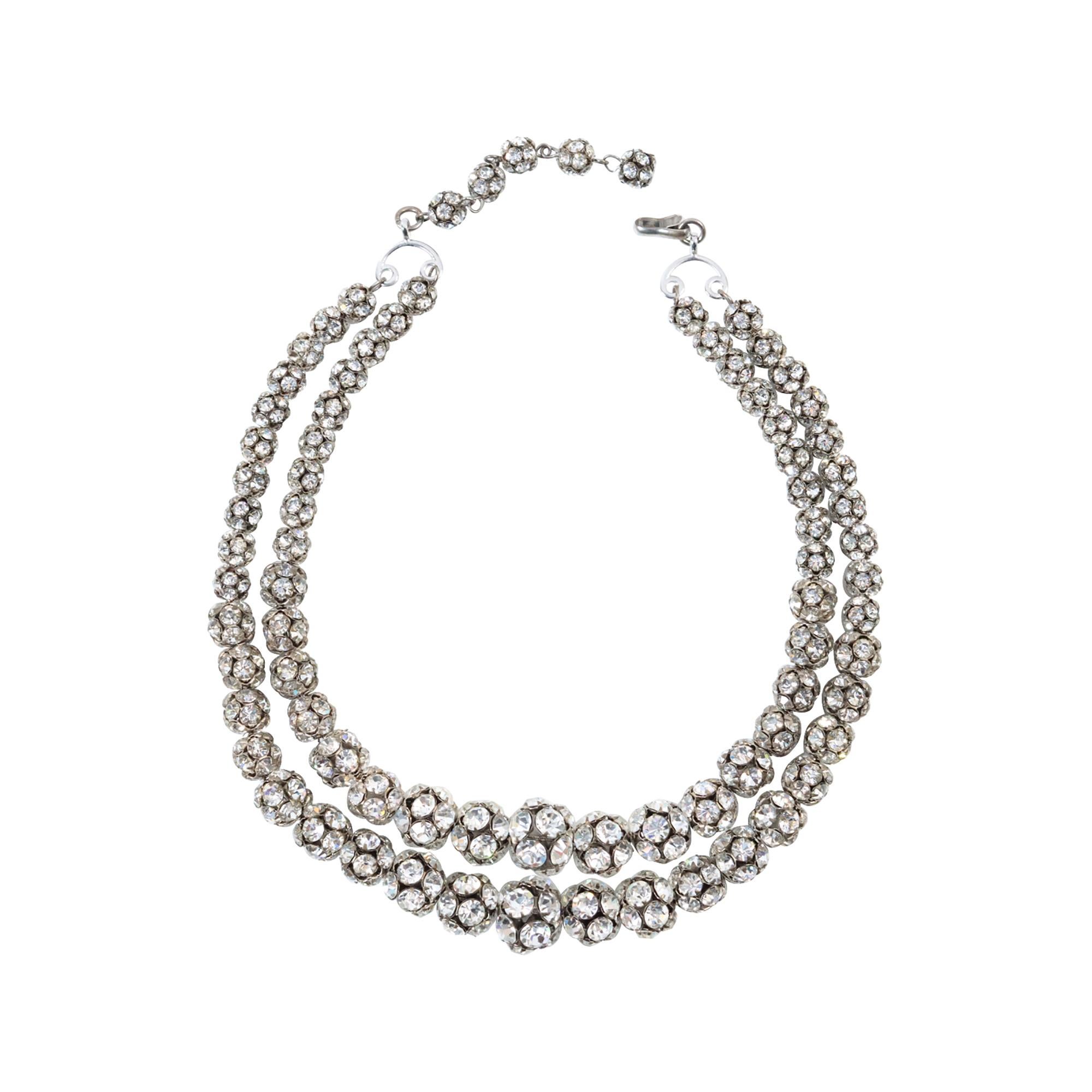 Collar vintage de rondeles en tono plateado Circa 1940s en venta 4