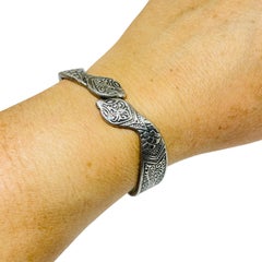 Vintage Silber Ton Schlange Designer Manschette Armband