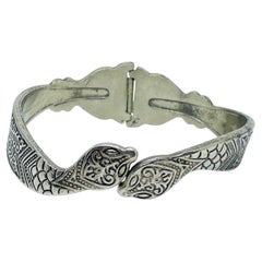 Vintage Silber Ton Schlange Designer Manschette Armband