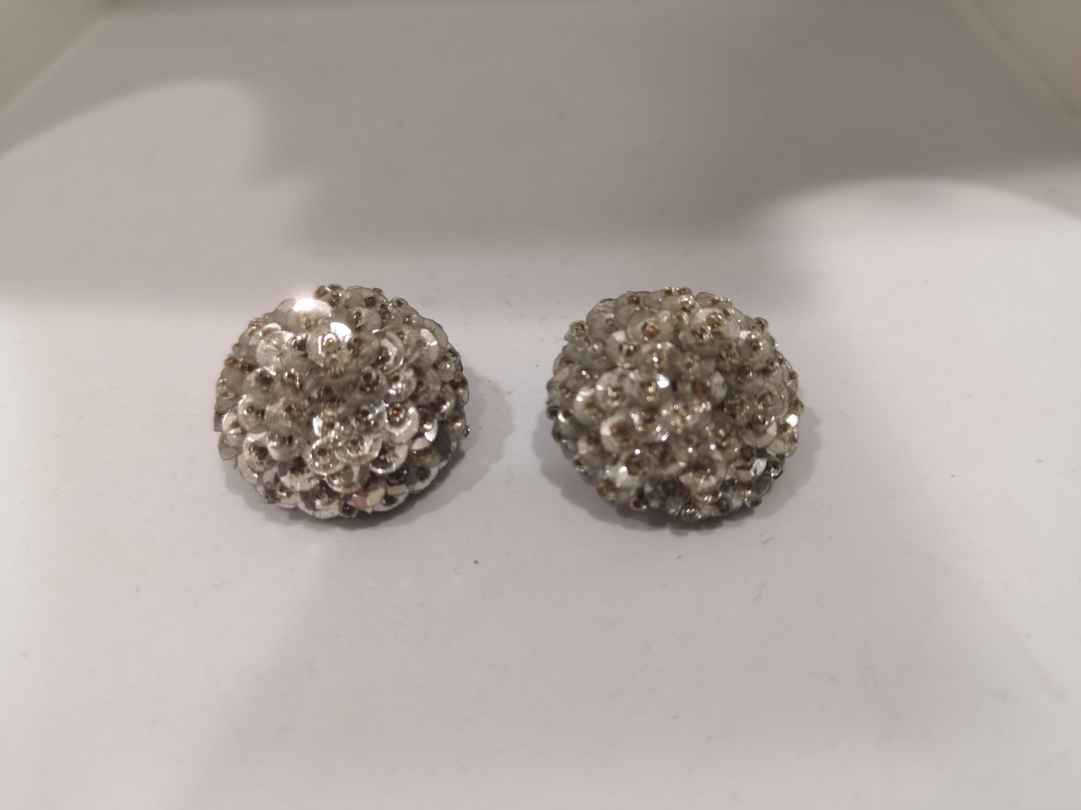 Women's Vintage silver tone with small beads clip on earrings