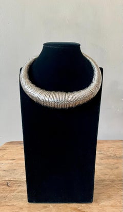 Vintage Silver Toned Coiled Metal Collar Necklace