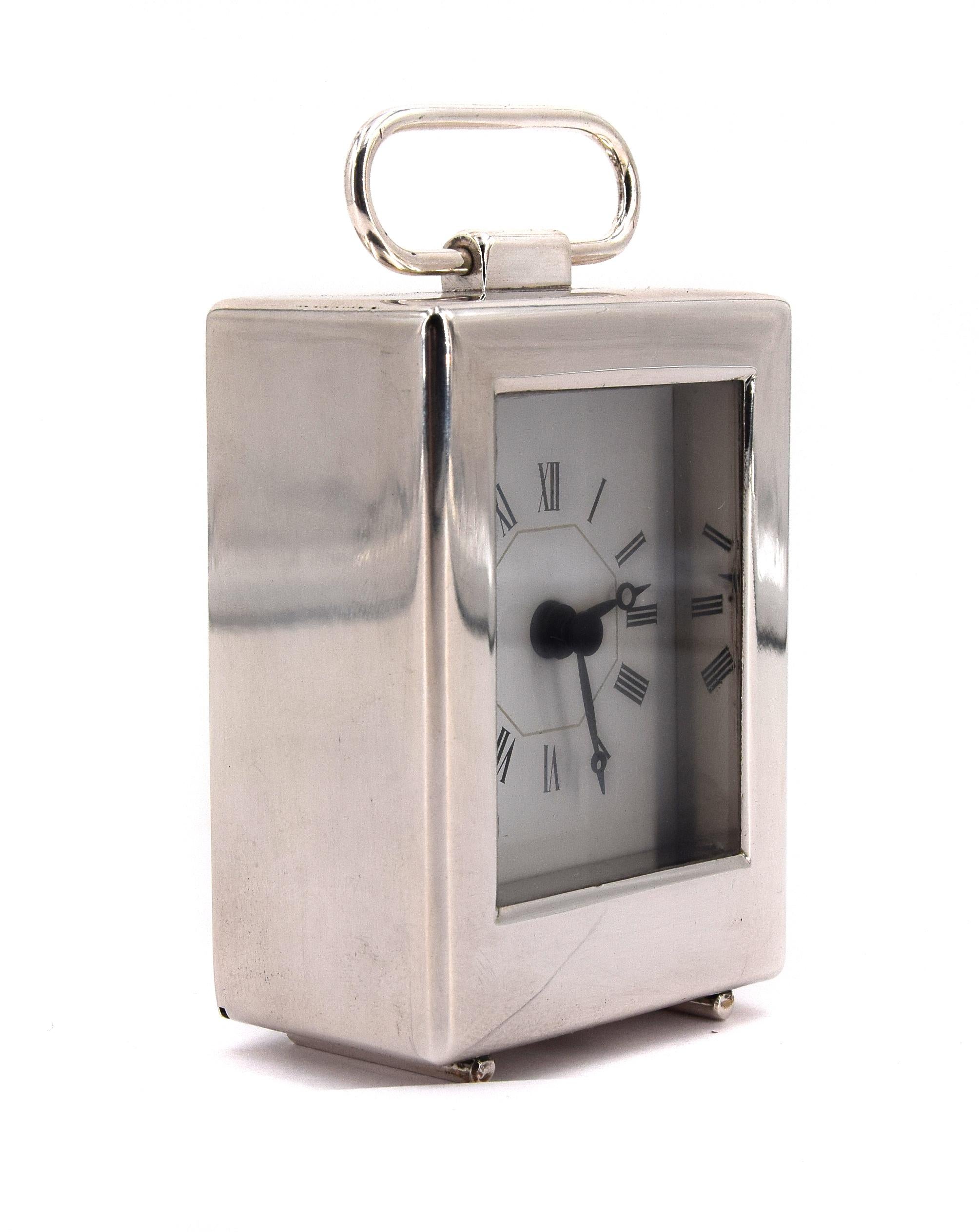 Modern Vintage Silver Travel Clock, 19th Century