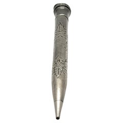 Antique Silver Wahl Eversharp Pencil Floral Design 4 inches, 8mm wide USA Made 