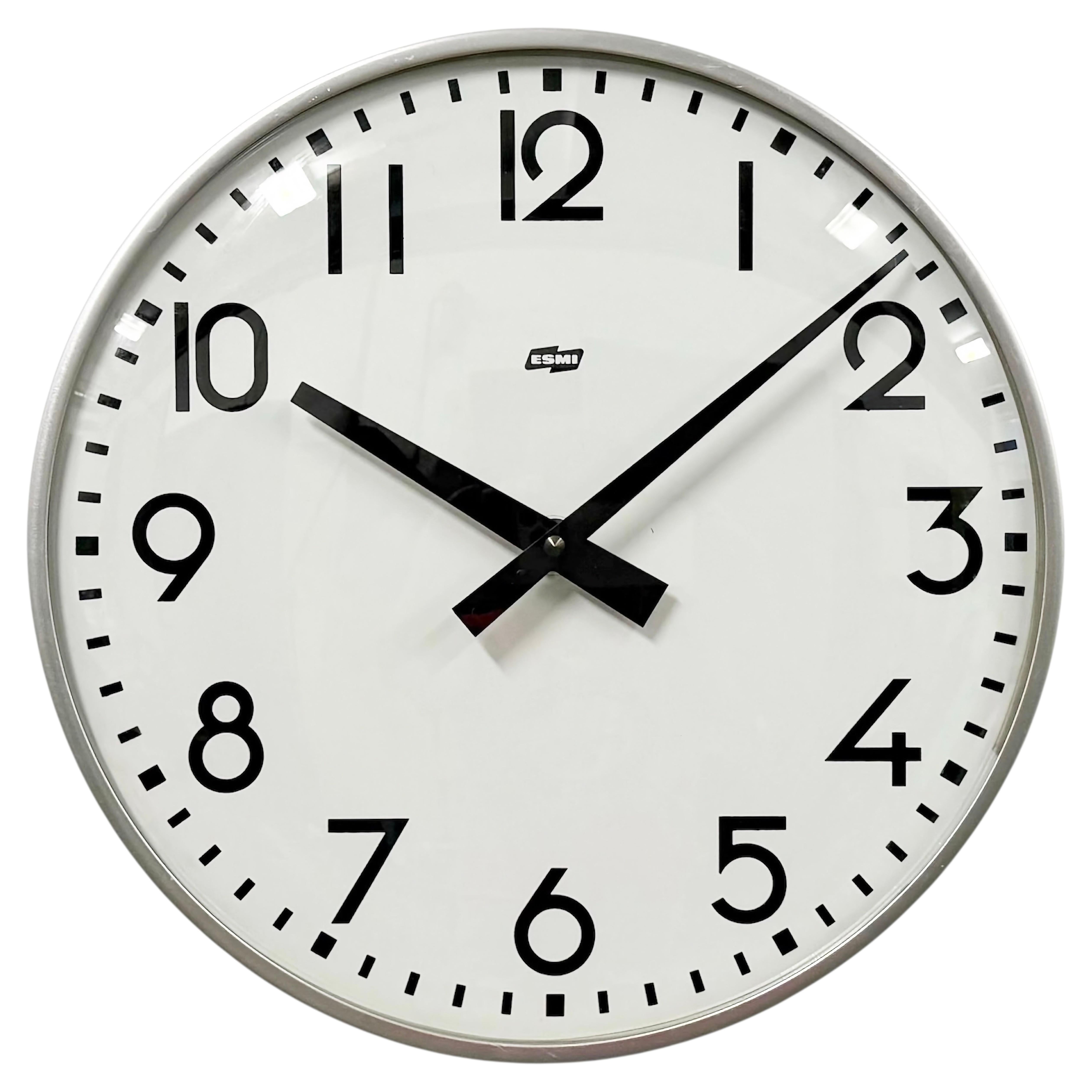 Vintage Silver Wall Clock from ESMI, 1980s