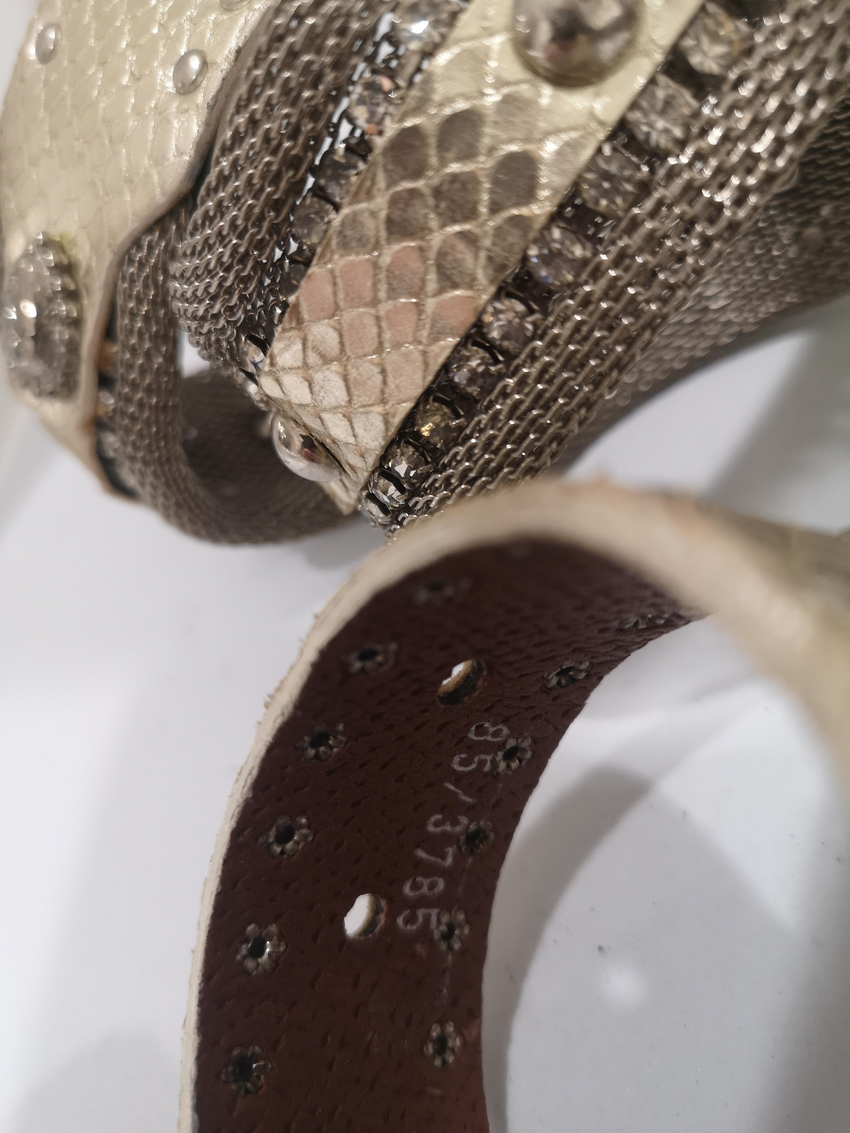 Vintage silver with gold tone leather swarovski stones belt
size 85 cm