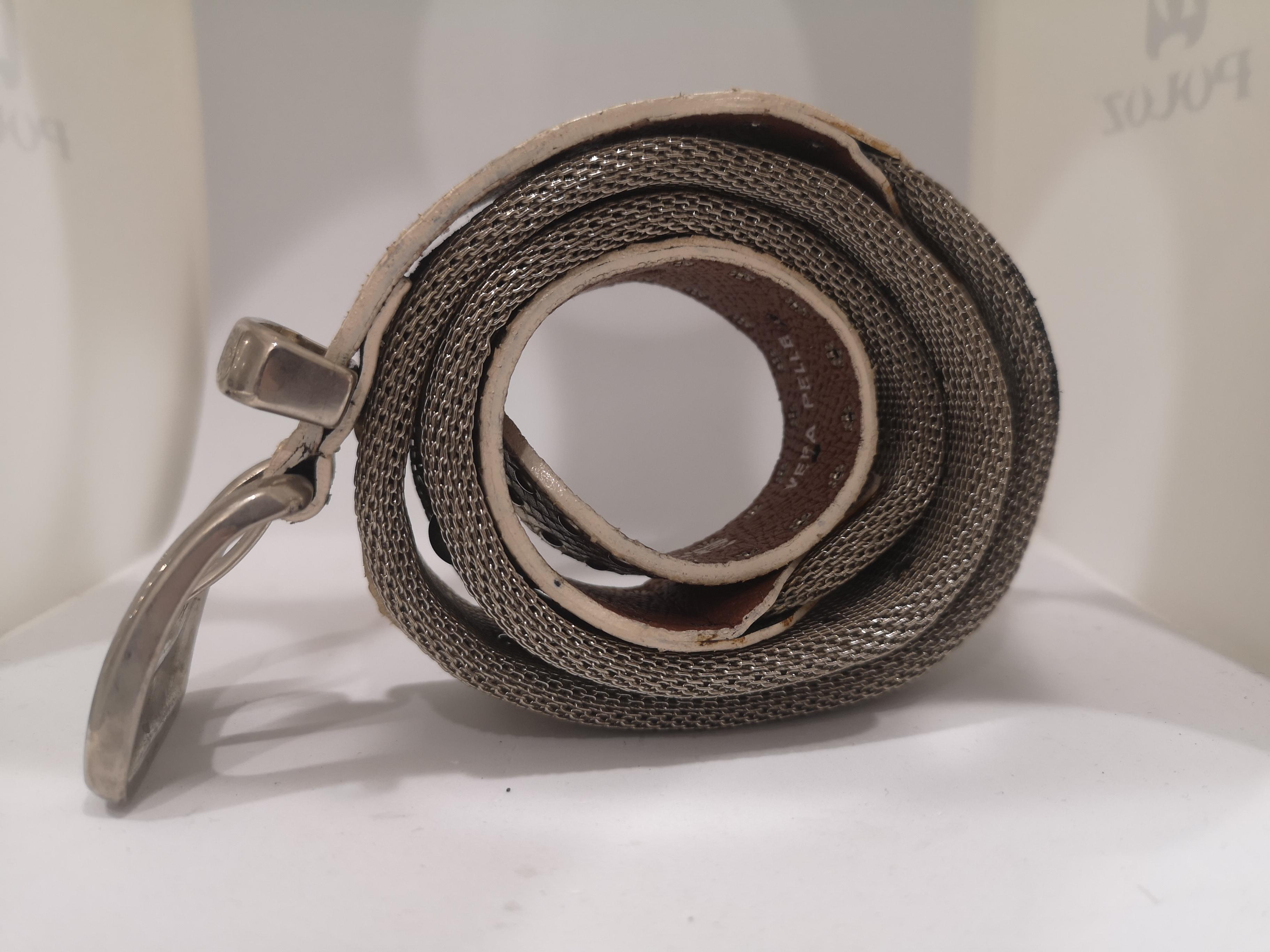 Vintage silver with gold tone leather swarovski stones belt In Excellent Condition For Sale In Capri, IT