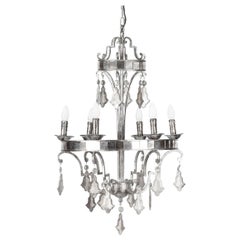 Retro Silvered Bronze and Mirrored Chandelier, Late 20th Century