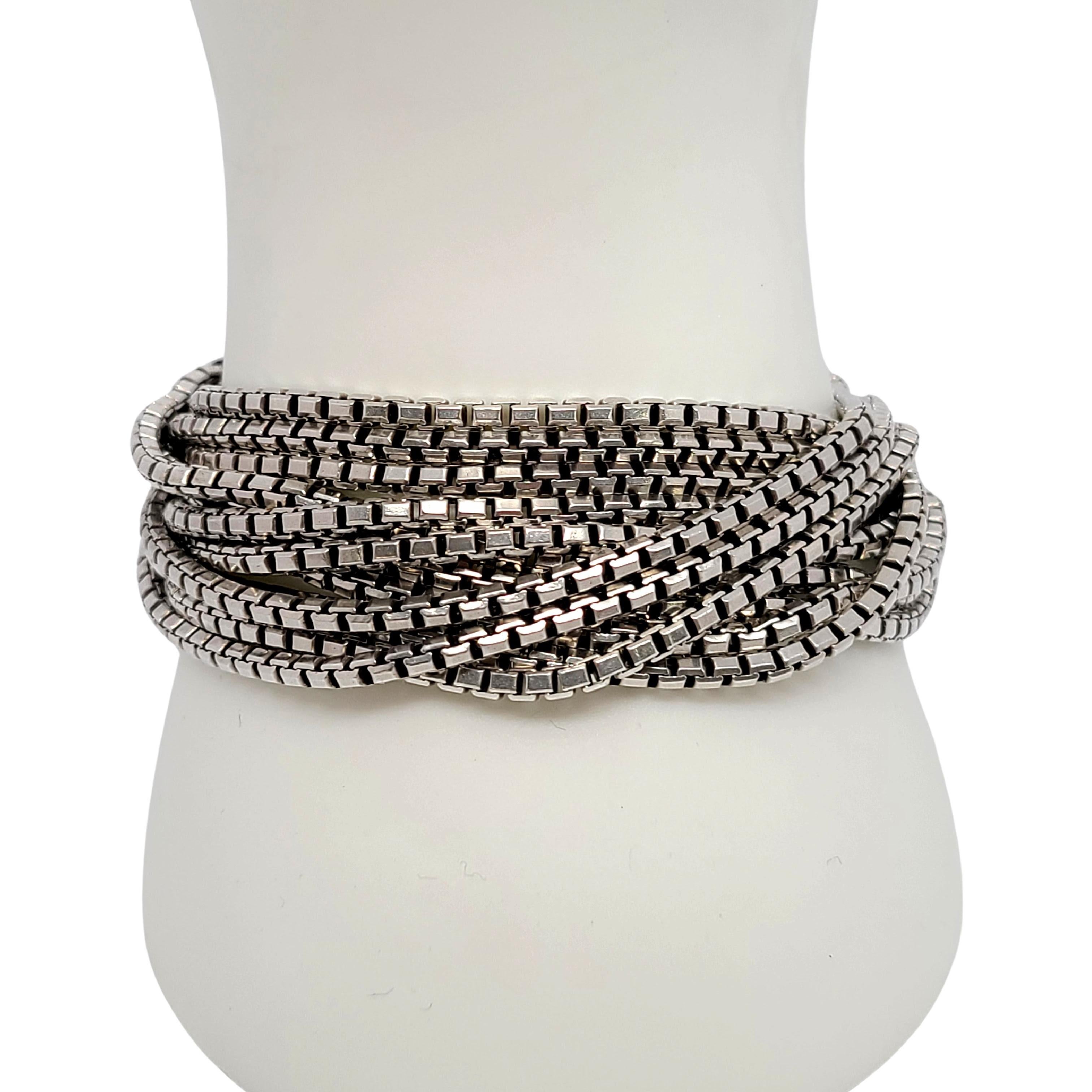 Women's Silvermes Sterling Silver Multi-Strand Box Chain Bracelet