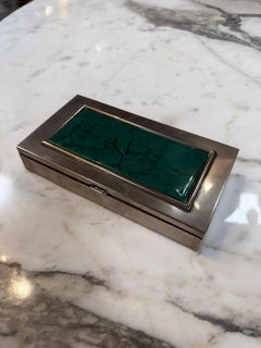 Vintage Silverplate Box with Malachite Inlay Lid