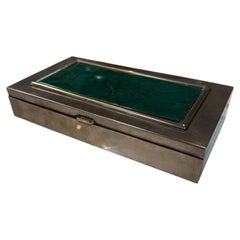 Vintage Silverplate Box with Malachite Inlay Lid