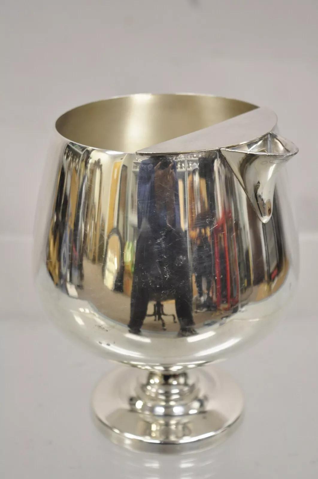 Vintage Silverplate by Poole 837 Large Footed Silver Art Deco Cocktail Pitcher 4