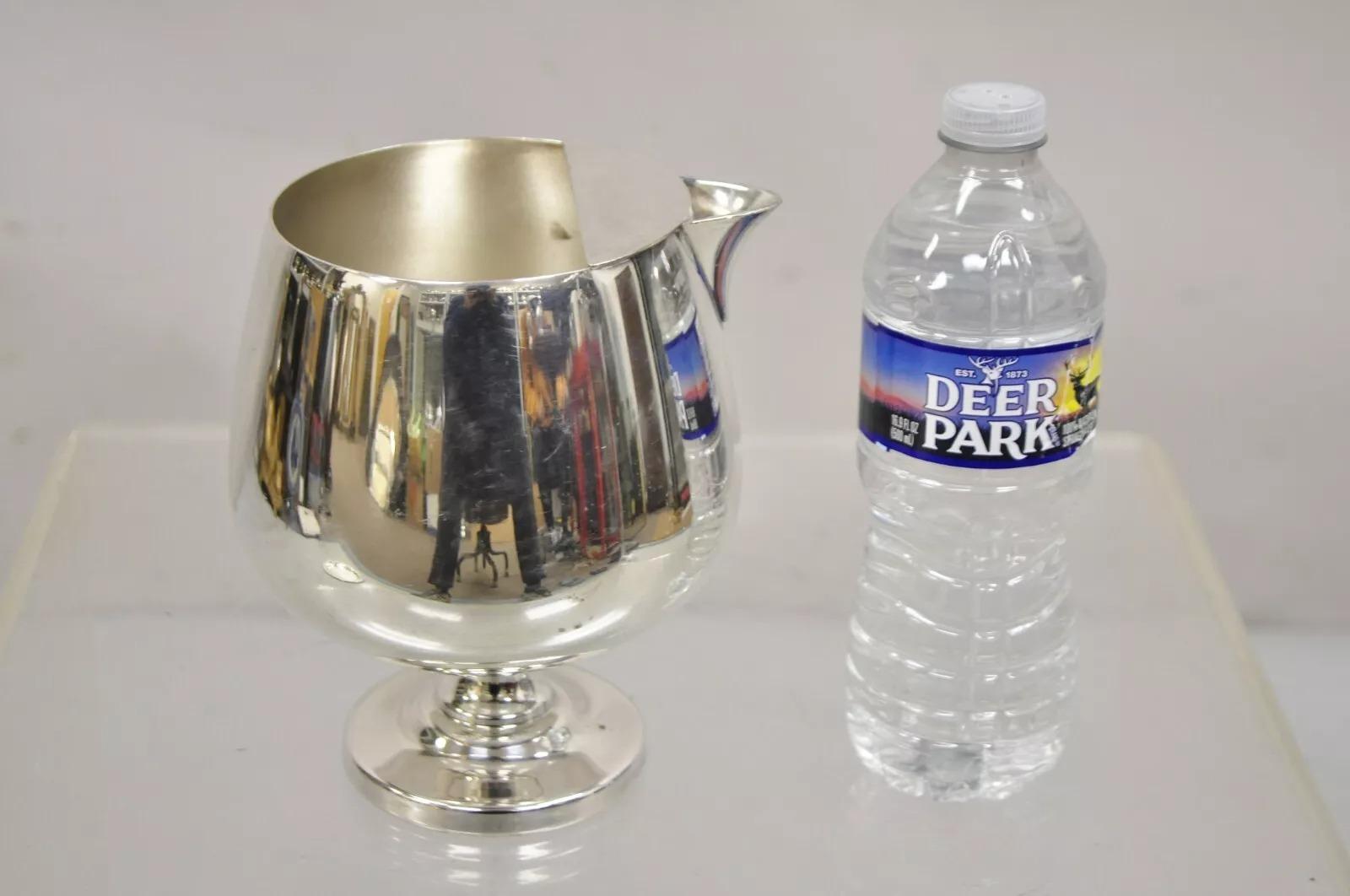 Vintage Silverplate by Poole 837 Large Footed Silver Art Deco Cocktail Pitcher. Circa Mid 20th Century. Measurements: 7