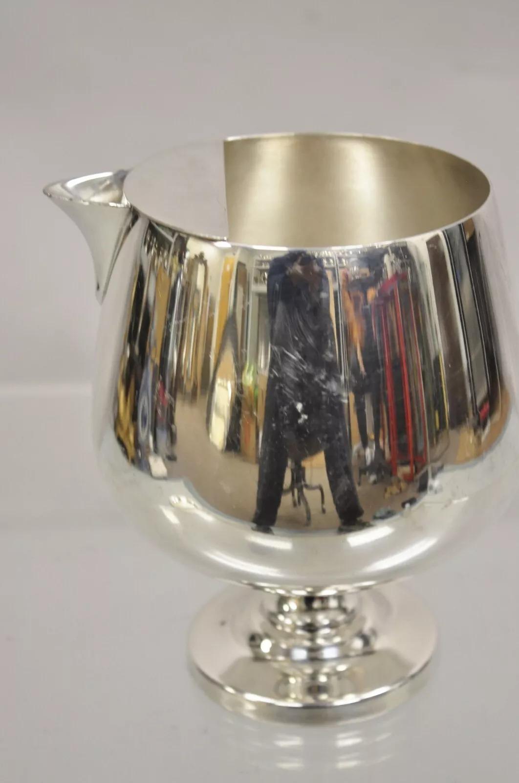 Silver Plate Vintage Silverplate by Poole 837 Large Footed Silver Art Deco Cocktail Pitcher